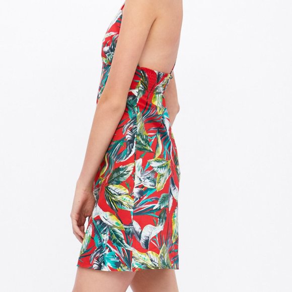 Zara floral print dress with pockets red small nwt - Picture 3 of 4